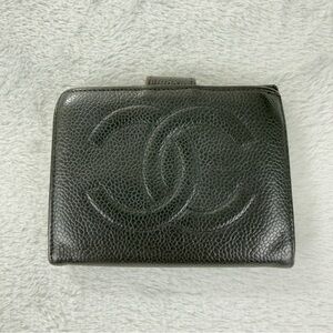 Chanel CC Logo Grained Calfskin Bifold Wallet Black Authentic Made in Italy